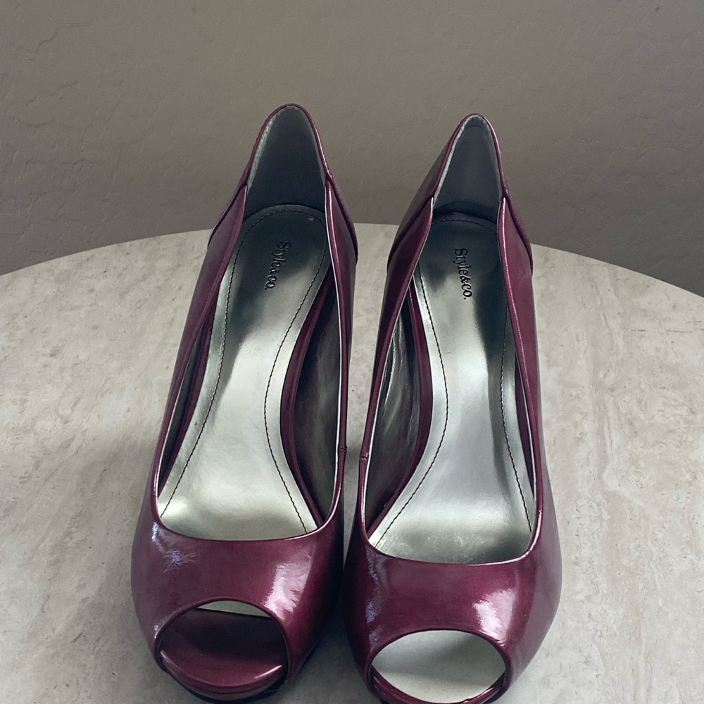 Style & Co. Burgundy Peep-Toe Heels